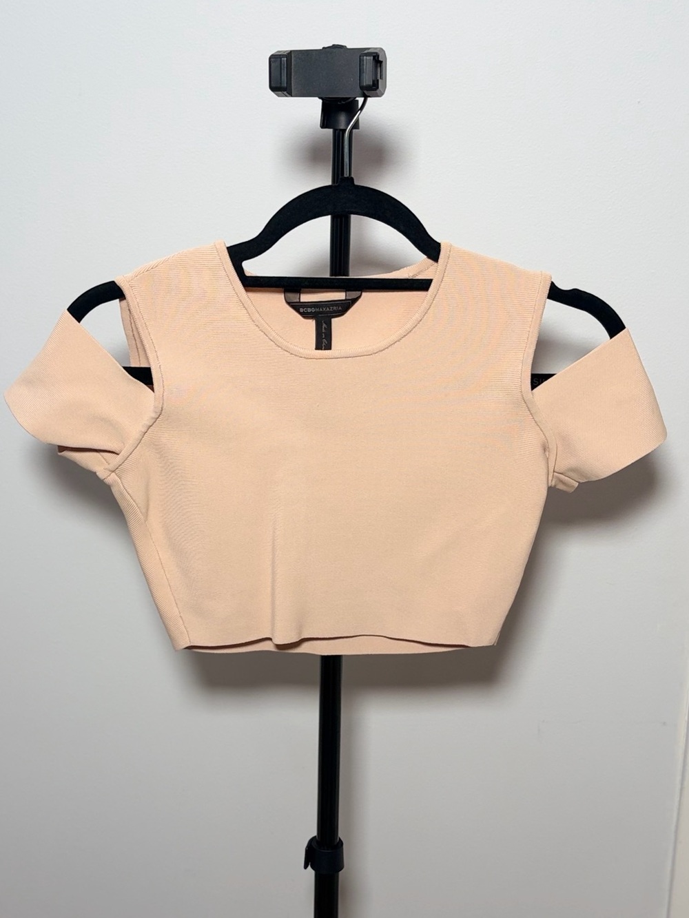 BCBGMaxAzria Peach Cold-Shoulder Crop Top